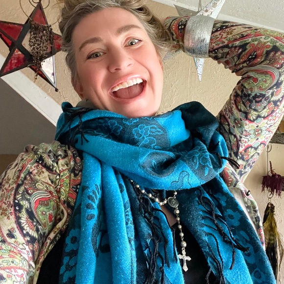 Accessories - Large Electric Blue Paisley Throw Over Scarf